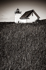 Long Point Light Surrounded By Beach Grass -Sepia Tone
